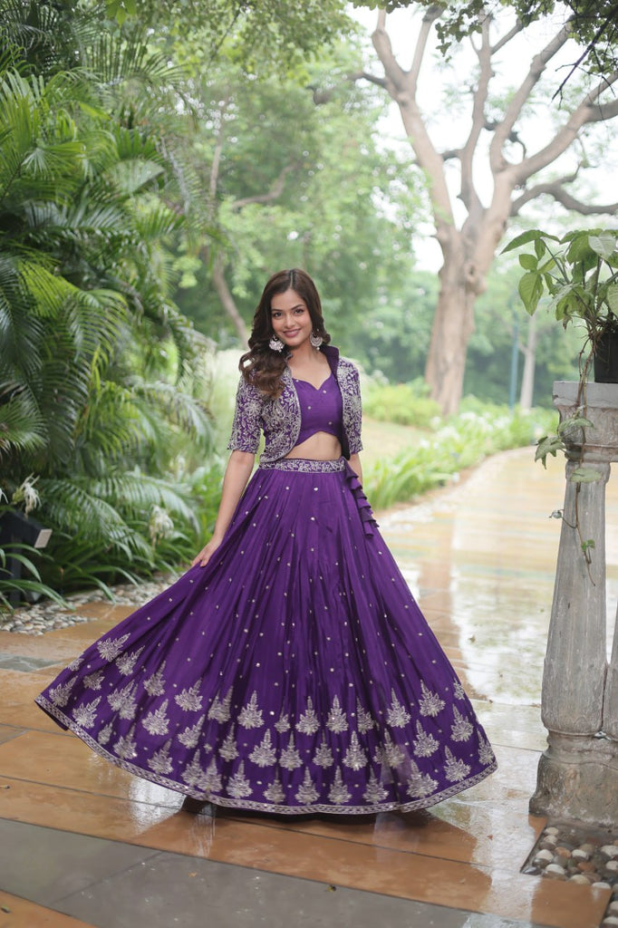 Premium Readymade Lehenga Choli Collection - Stunning Purple Co-Ord Set ClothsVilla.com