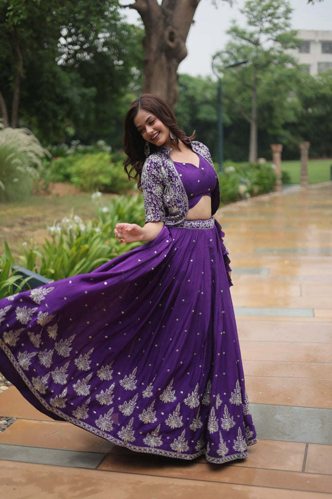 Premium Readymade Lehenga Choli Collection - Stunning Purple Co-Ord Set ClothsVilla.com