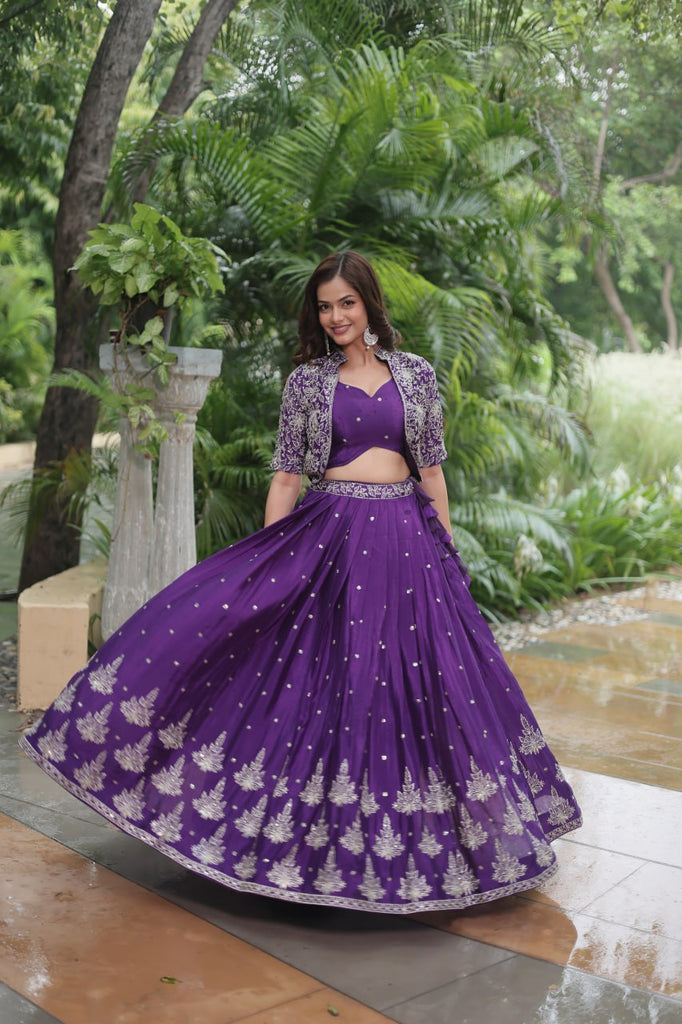 Premium Readymade Lehenga Choli Collection - Stunning Purple Co-Ord Set ClothsVilla.com