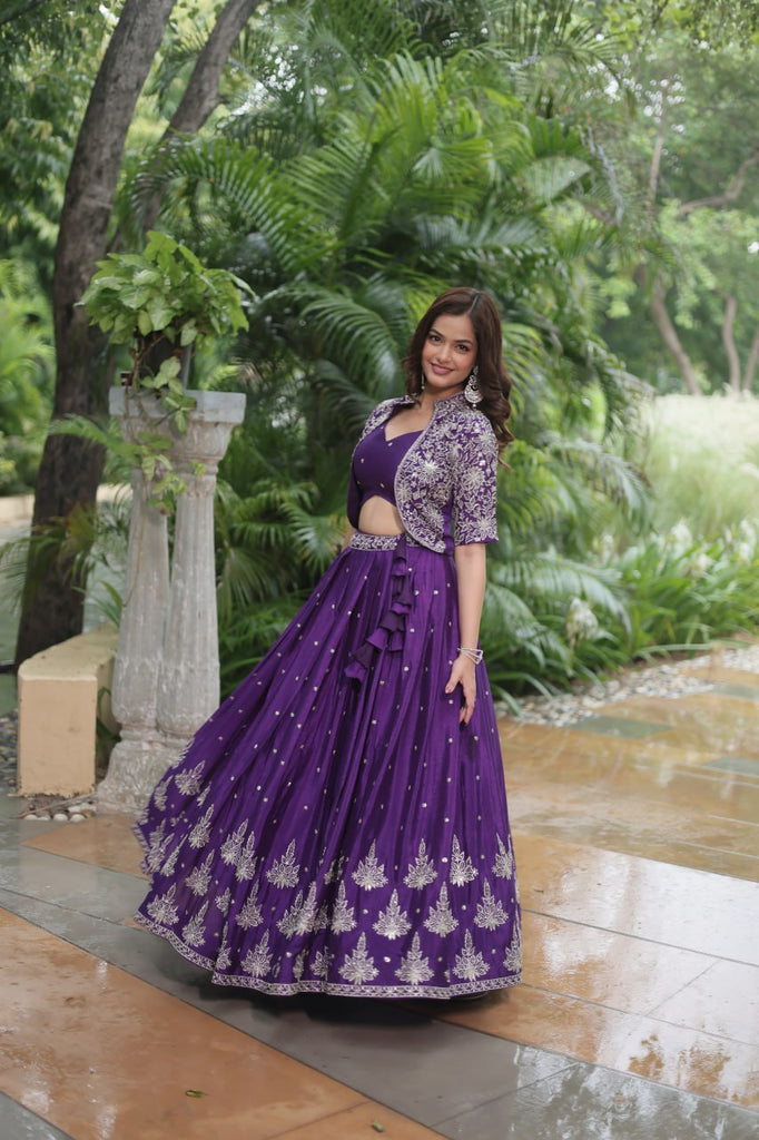 Premium Readymade Lehenga Choli Collection - Stunning Purple Co-Ord Set ClothsVilla.com