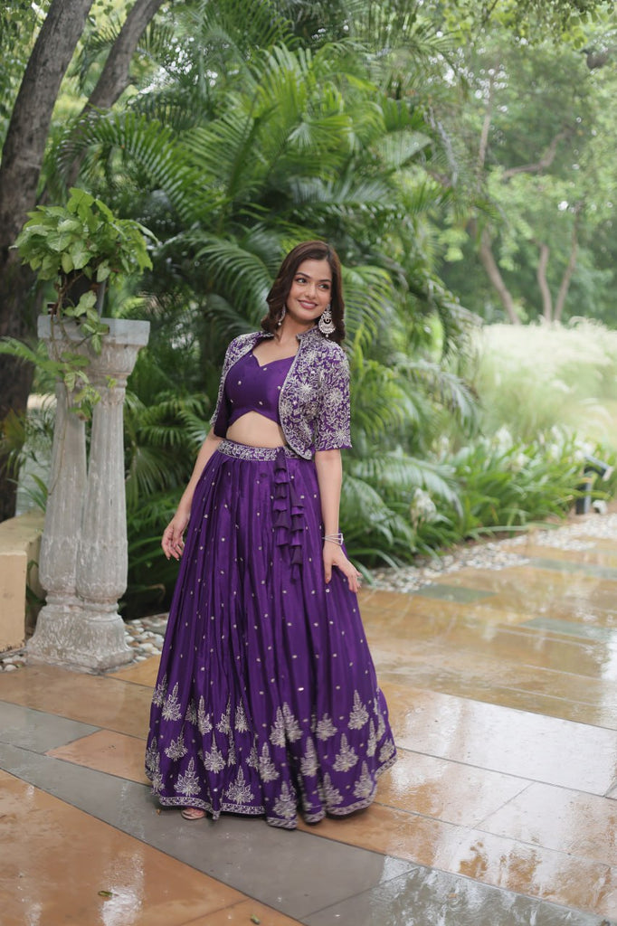 Premium Readymade Lehenga Choli Collection - Stunning Purple Co-Ord Set ClothsVilla.com