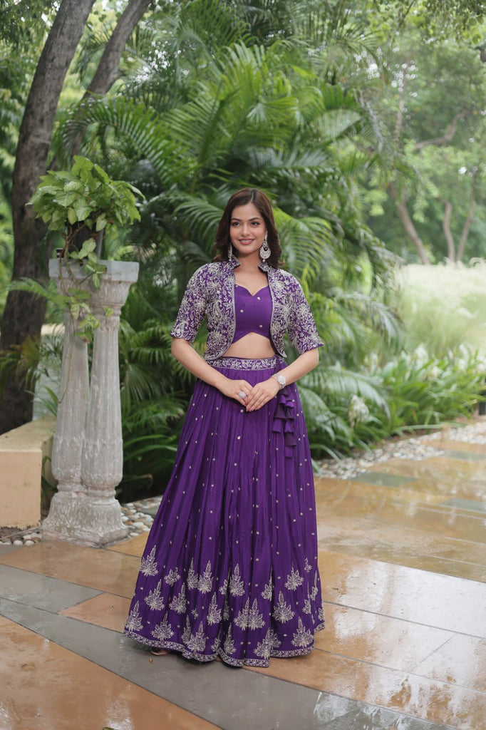 Premium Readymade Lehenga Choli Collection - Stunning Purple Co-Ord Set ClothsVilla.com