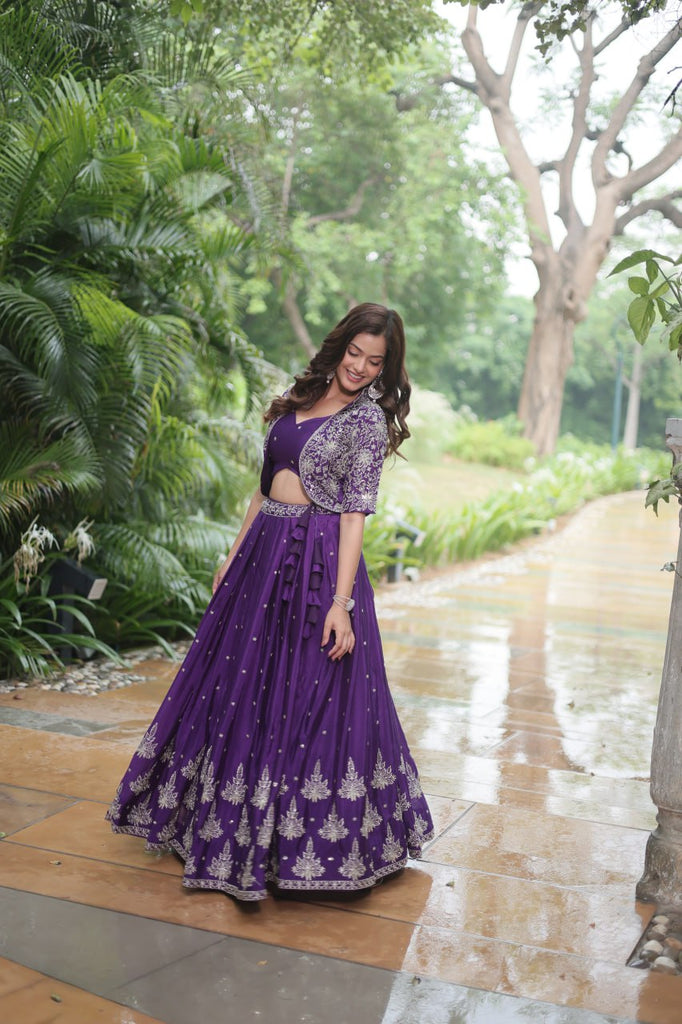 Premium Readymade Lehenga Choli Collection - Stunning Purple Co-Ord Set ClothsVilla.com