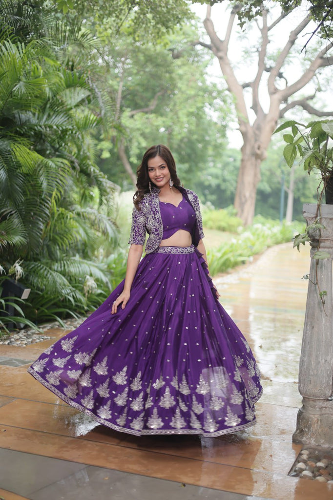 Premium Readymade Lehenga Choli Collection - Stunning Purple Co-Ord Set ClothsVilla.com