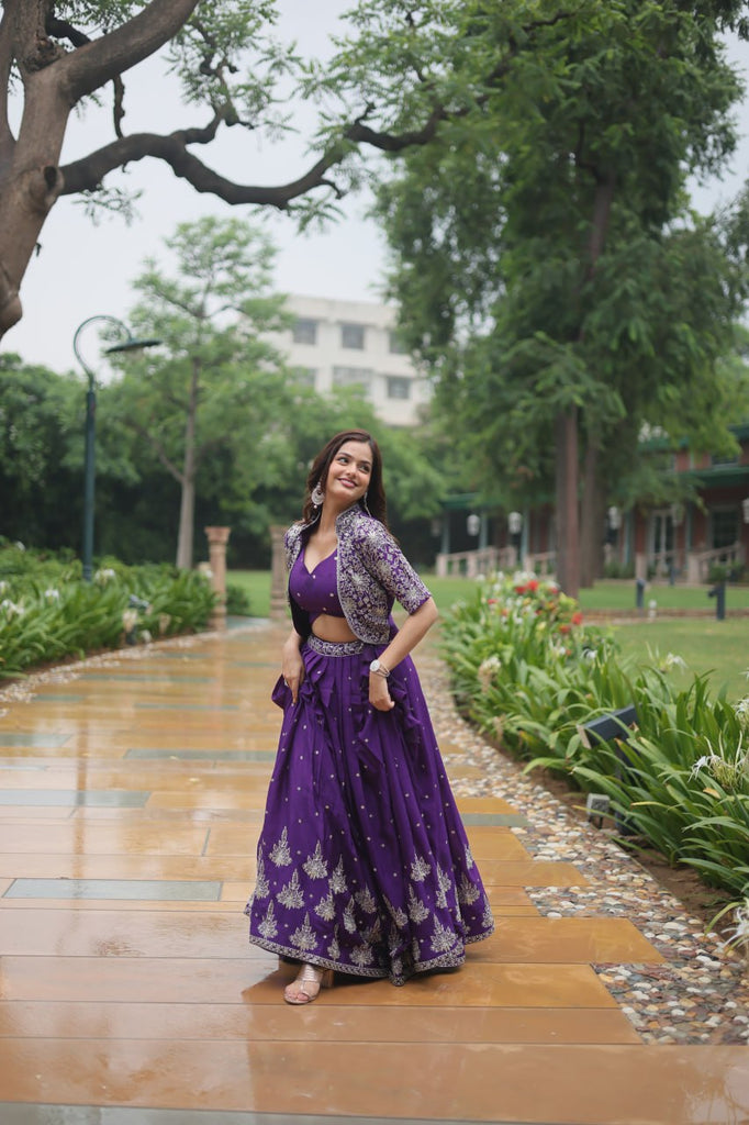 Premium Readymade Lehenga Choli Collection - Stunning Purple Co-Ord Set ClothsVilla.com