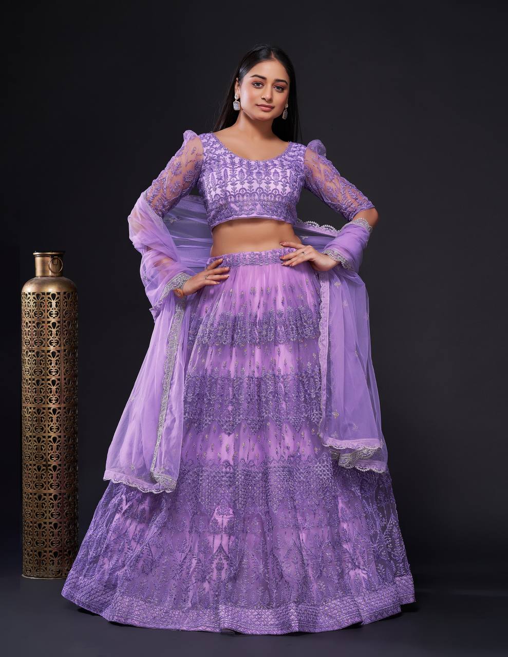 Purple Shine Bright in Lilac Stunning Shimmer Lehenga Set ClothsVilla