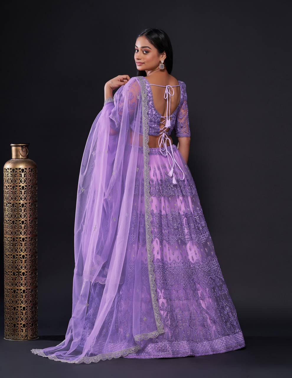 Purple Shine Bright in Lilac Stunning Shimmer Lehenga Set ClothsVilla