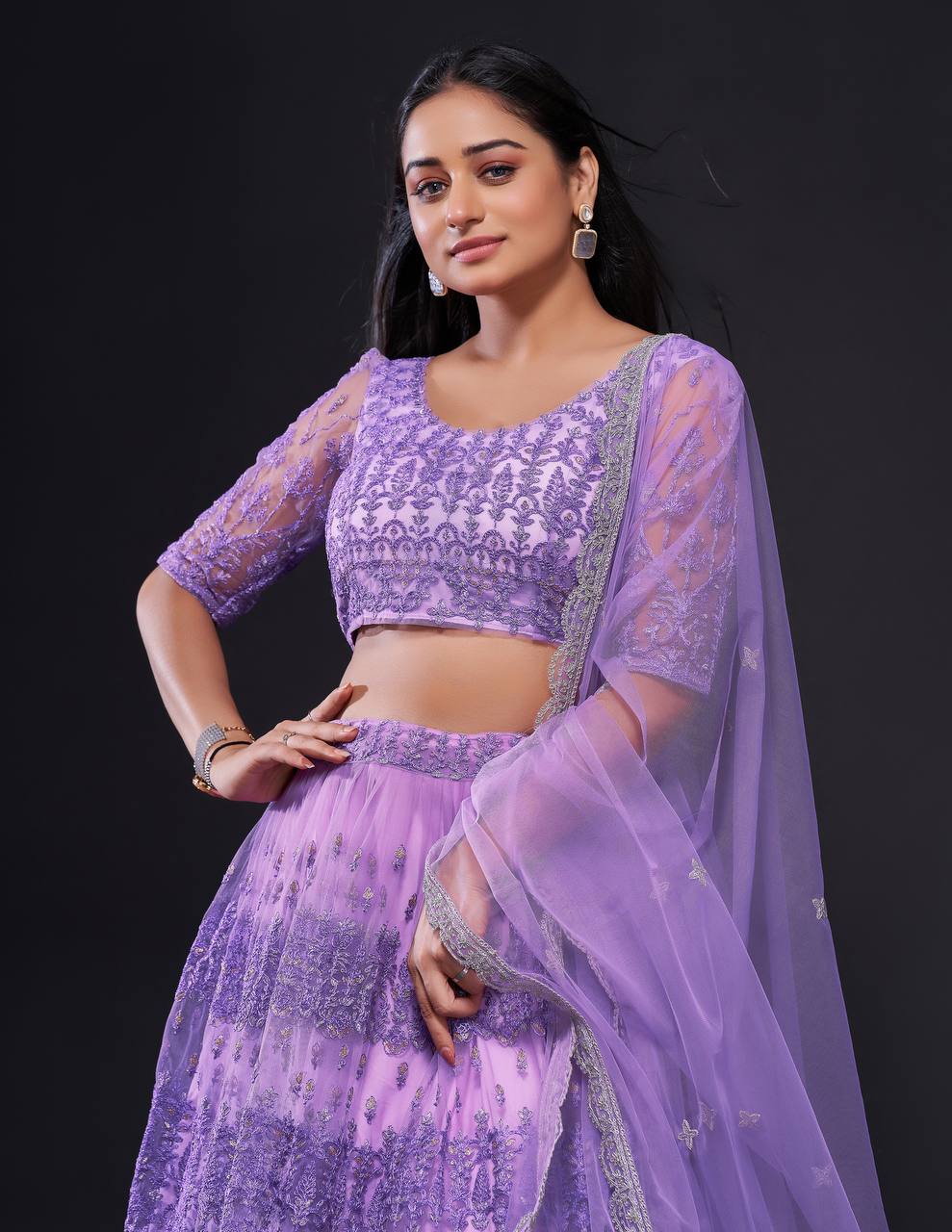 Purple Shine Bright in Lilac Stunning Shimmer Lehenga Set ClothsVilla