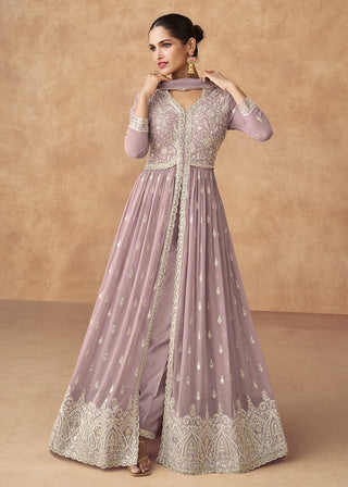 Purple Silk Ethnic Suit Set ClothsVilla