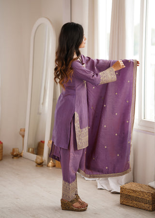 Purple Silk Farshi Shalwar Suit ClothsVilla