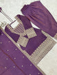Load image into Gallery viewer, Purple Silk Farshi Shalwar Suit ClothsVilla