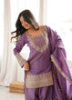 Load image into Gallery viewer, Purple Silk Farshi Shalwar Suit ClothsVilla