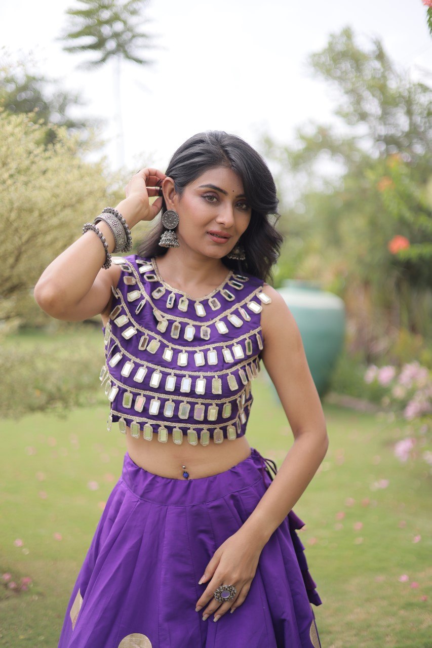 Purple Silk Gota Pattern Lehenga Set ClothsVilla