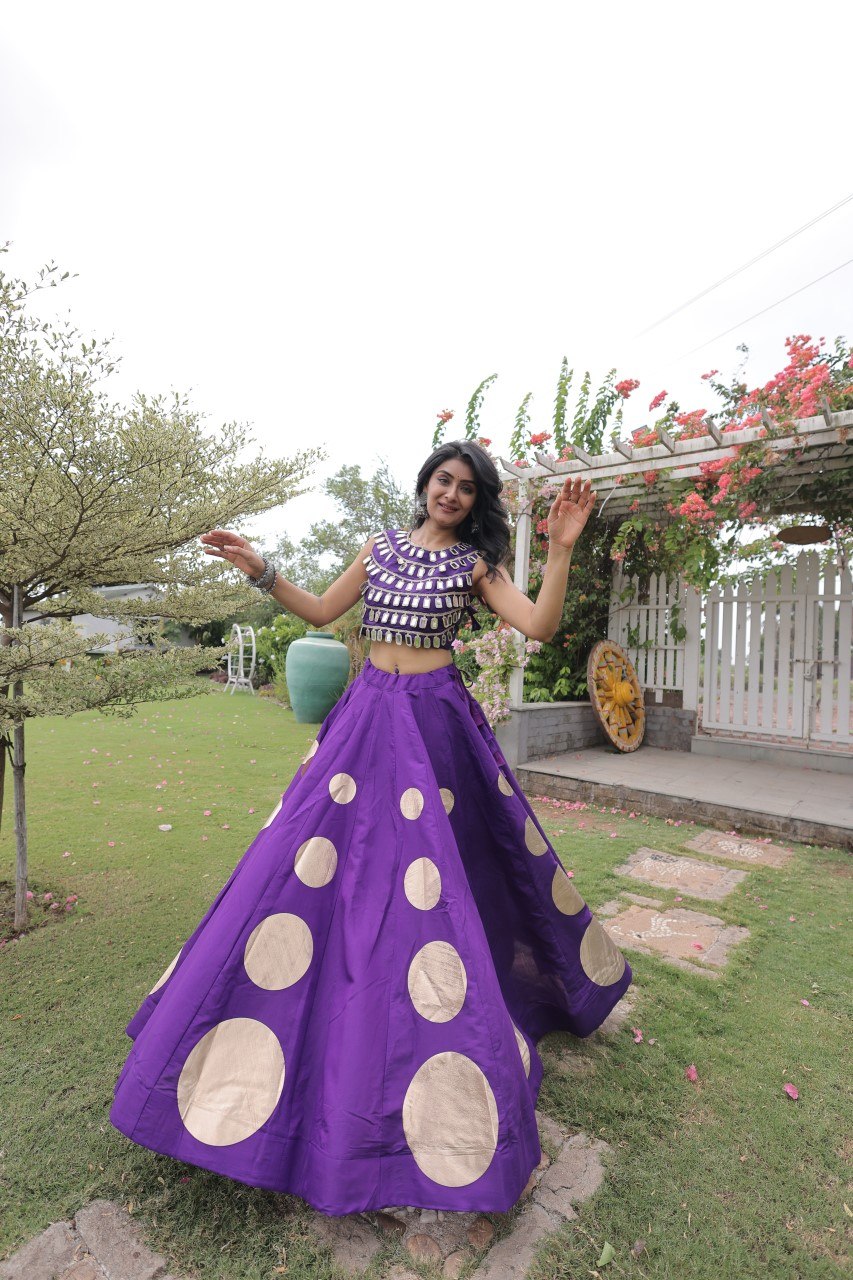 Purple Silk Gota Pattern Lehenga Set ClothsVilla