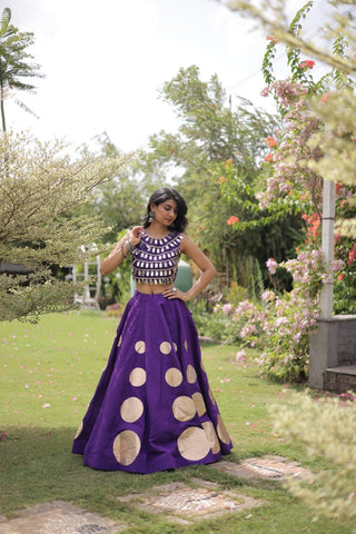 Purple Silk Gota Pattern Lehenga Set ClothsVilla
