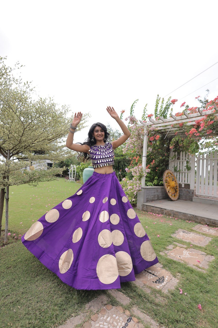 Purple Silk Gota Pattern Lehenga Set ClothsVilla