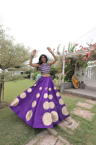 Purple Silk Gota Pattern Lehenga Set ClothsVilla
