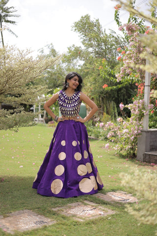 Purple Silk Gota Pattern Lehenga Set ClothsVilla