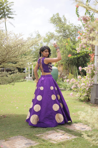 Purple Silk Gota Pattern Lehenga Set ClothsVilla