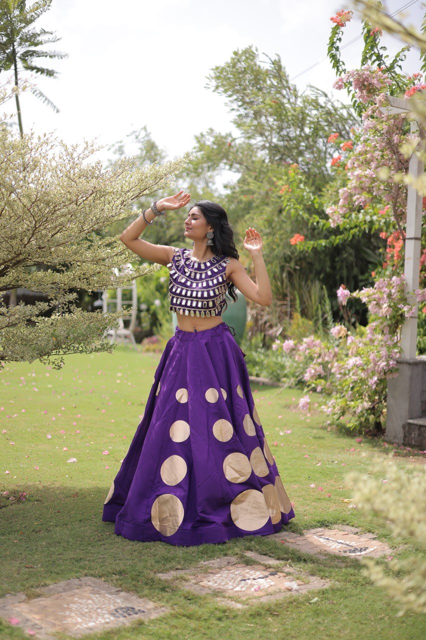Purple Silk Gota Pattern Lehenga Set ClothsVilla