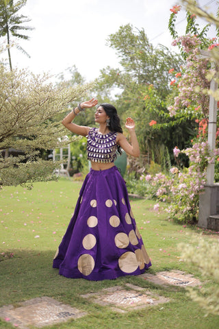 Purple Silk Gota Pattern Lehenga Set ClothsVilla