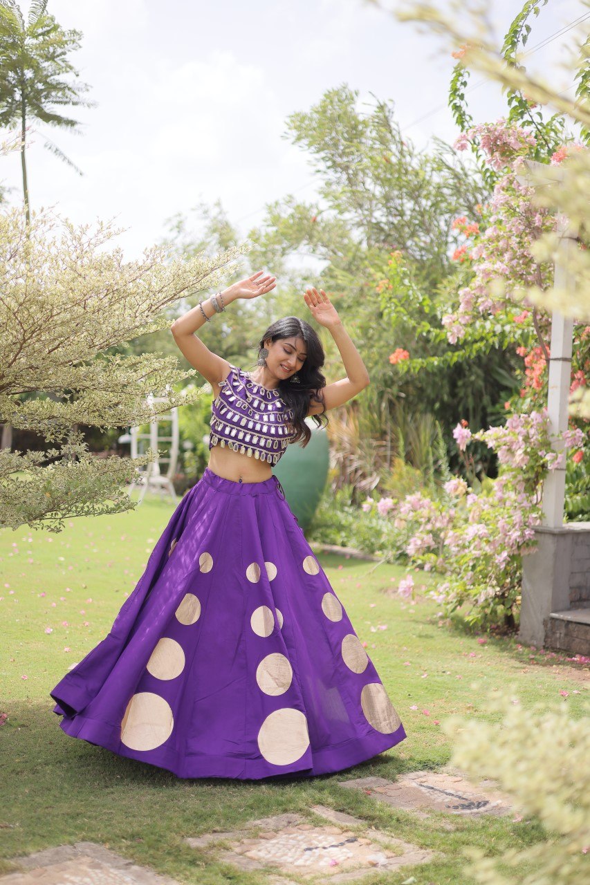 Purple Silk Gota Pattern Lehenga Set ClothsVilla