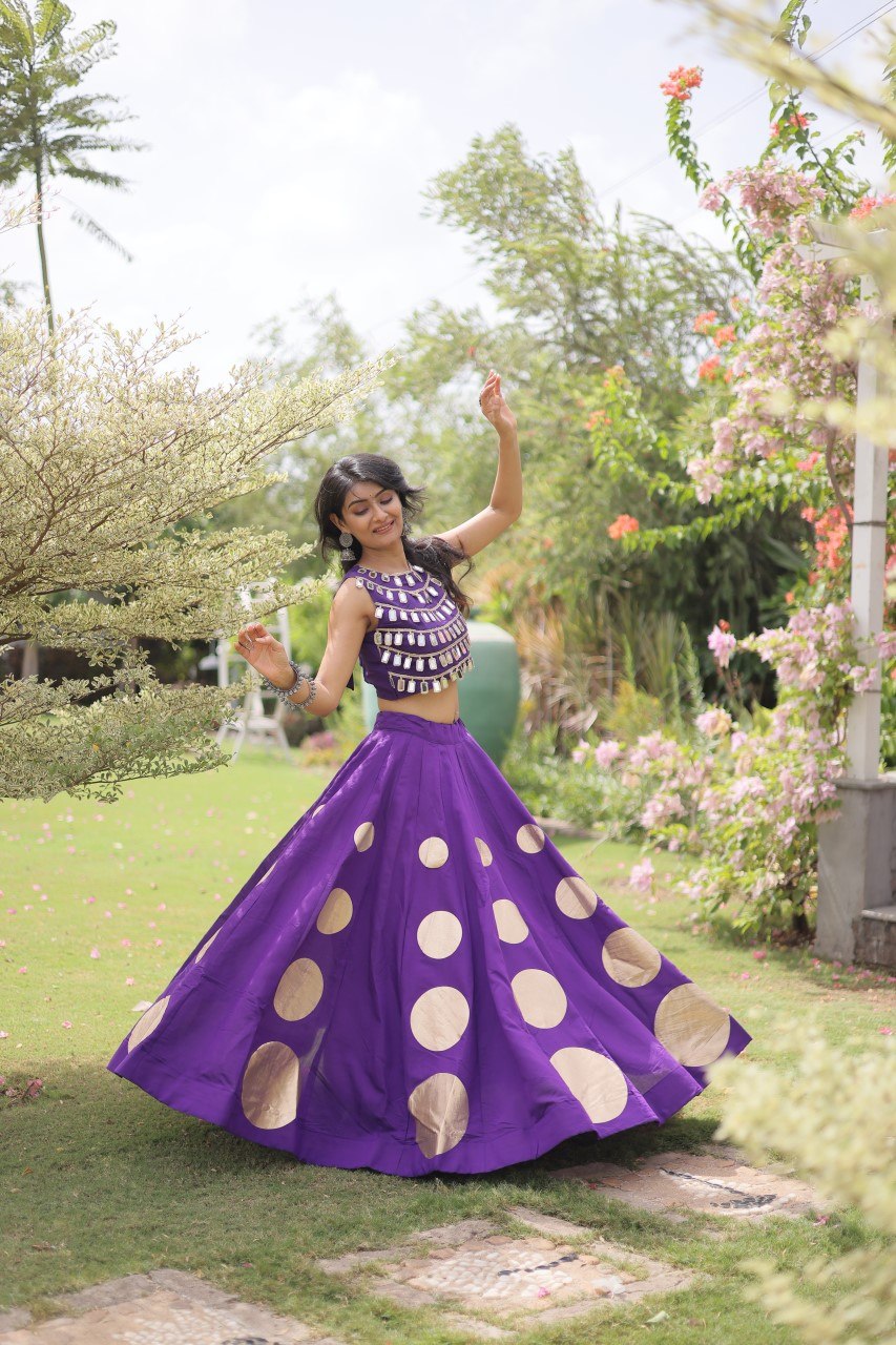 Purple Silk Gota Pattern Lehenga Set ClothsVilla