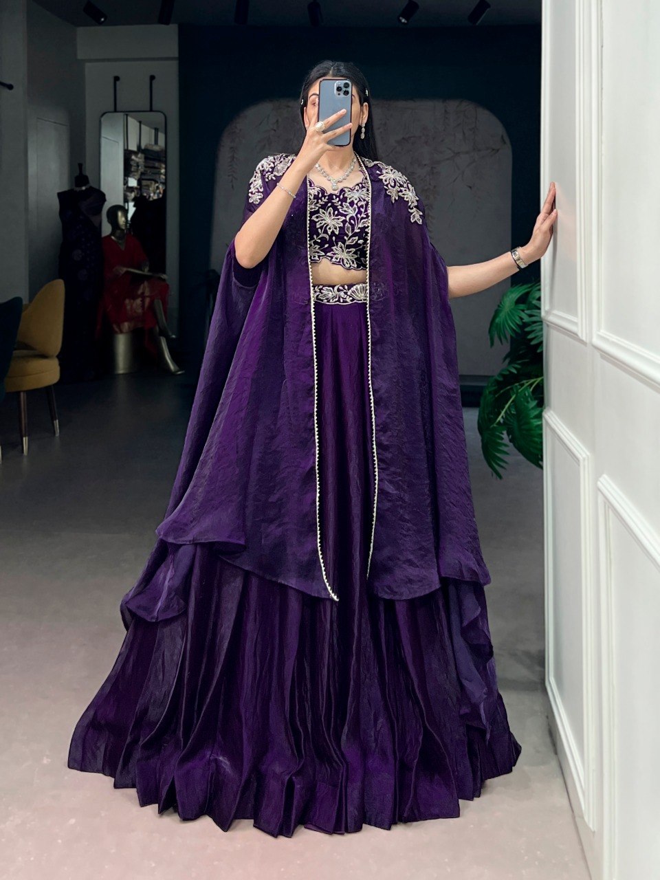 Purple Silk Lehenga with Blouse & Shrug ClothsVilla