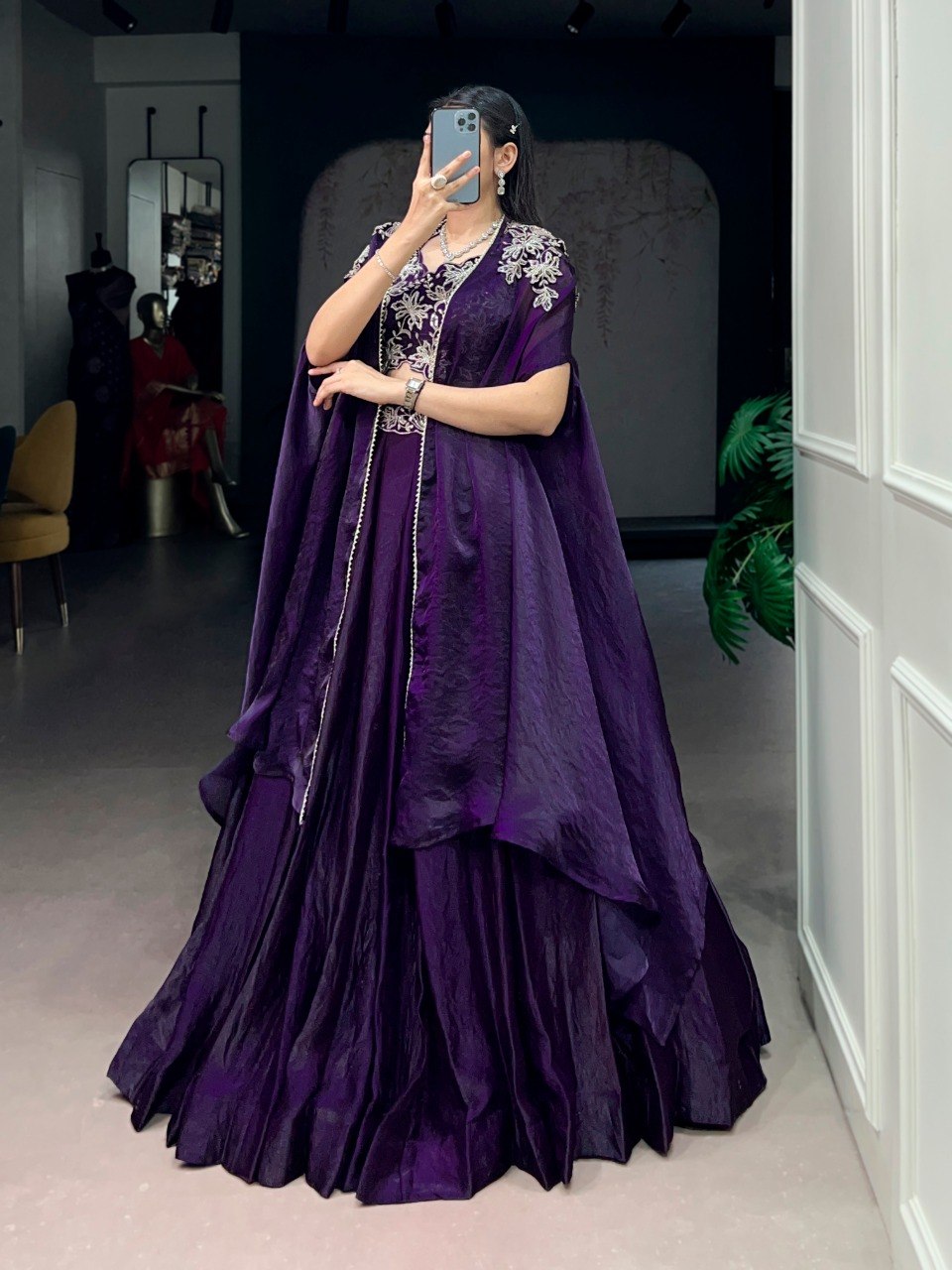 Purple Silk Lehenga with Blouse & Shrug ClothsVilla