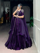 Load image into Gallery viewer, Purple Silk Lehenga with Blouse &amp; Shrug ClothsVilla