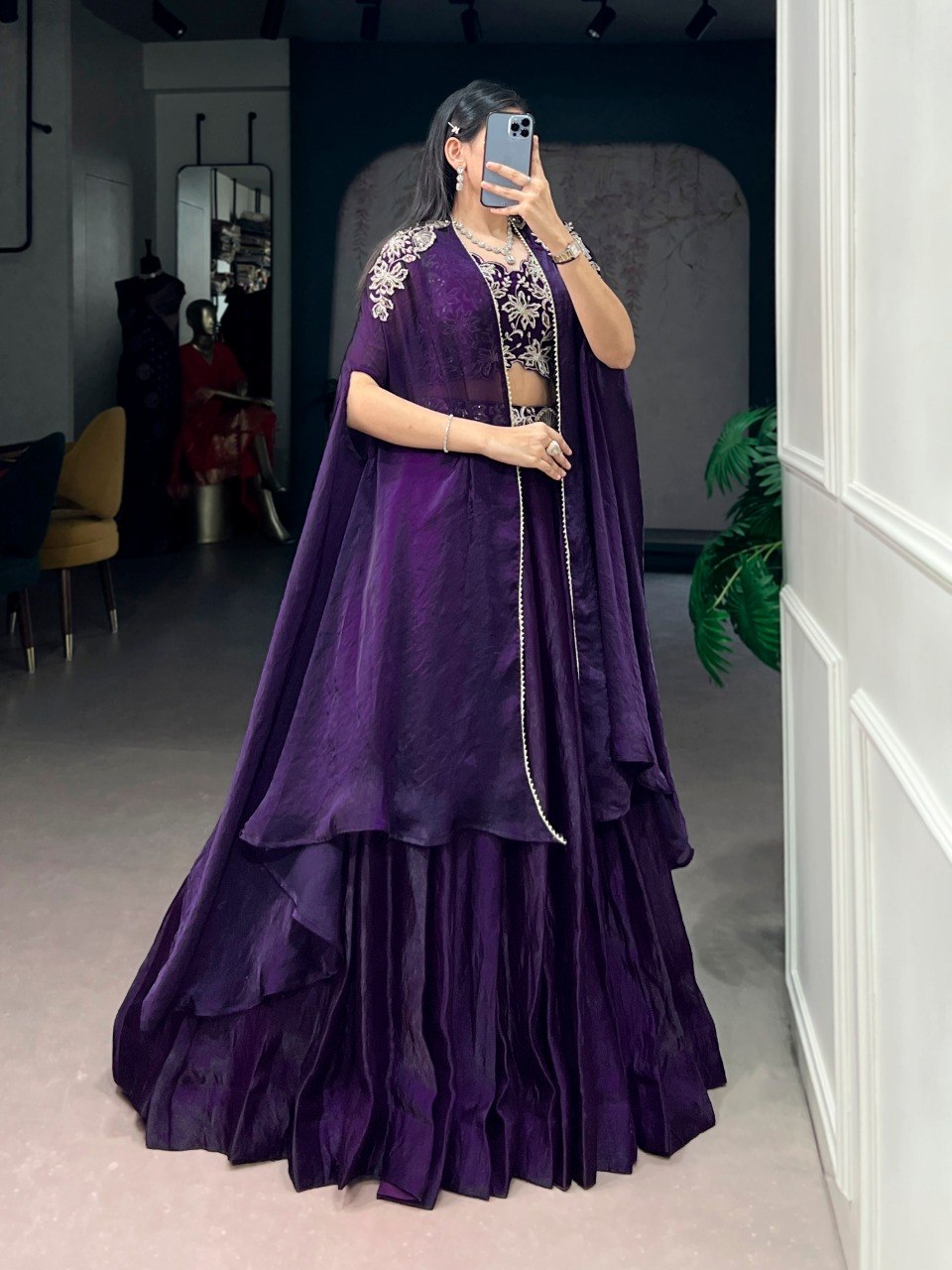 Purple Silk Lehenga with Blouse & Shrug ClothsVilla