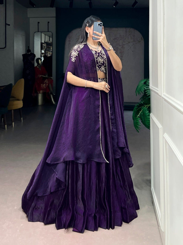 Purple Silk Lehenga with Blouse & Shrug ClothsVilla