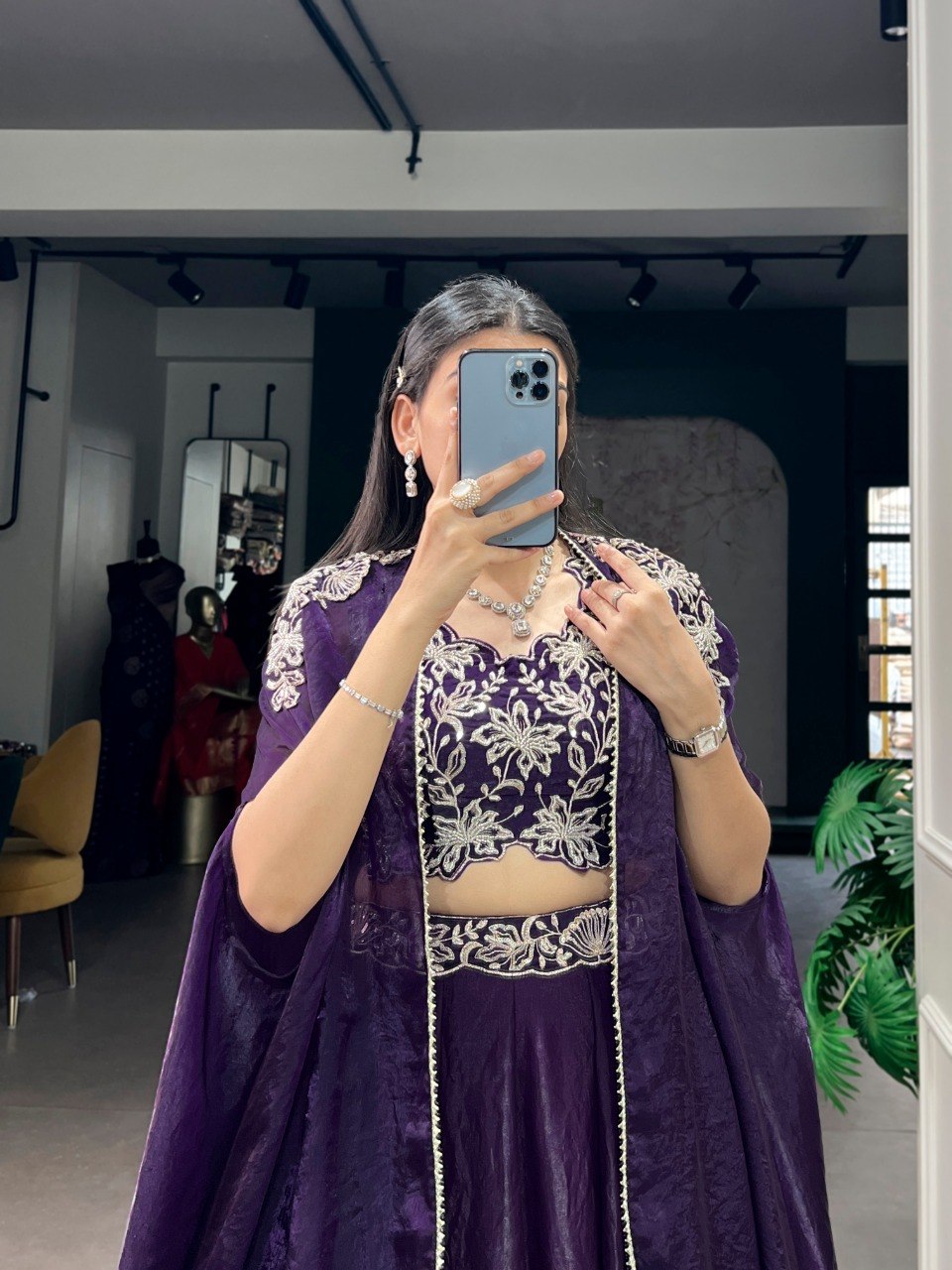 Purple Silk Lehenga with Blouse & Shrug ClothsVilla