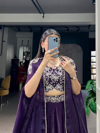 Purple Silk Lehenga with Blouse & Shrug ClothsVilla
