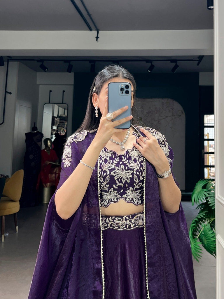 Purple Silk Lehenga with Blouse & Shrug ClothsVilla