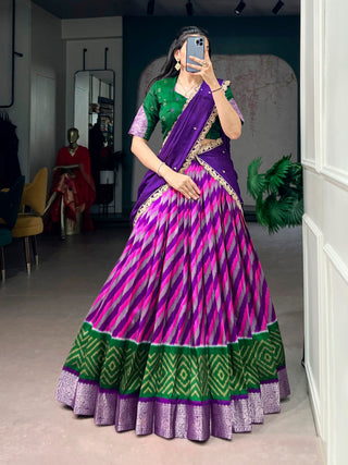 Purple Silk Leheriya Print Lehenga Choli ClothsVilla