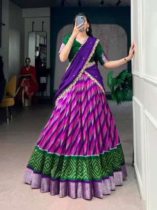 Purple Silk Leheriya Print Lehenga Choli ClothsVilla