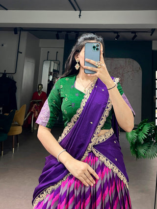 Purple Silk Leheriya Print Lehenga Choli ClothsVilla