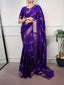 Purple Silk Saree Zari Work ClothsVilla