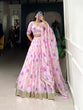 Load image into Gallery viewer, Purple Silken Blooms Tabby Silk Floral Print Lehenga with Lace Accents &amp; Matching Dupatta