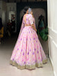 Load image into Gallery viewer, Purple Silken Blooms Tabby Silk Floral Print Lehenga with Lace Accents &amp; Matching Dupatta