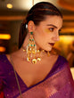 Load image into Gallery viewer, Purple Stunning Bollywood Style Tussar Silk Saree ClothsVilla
