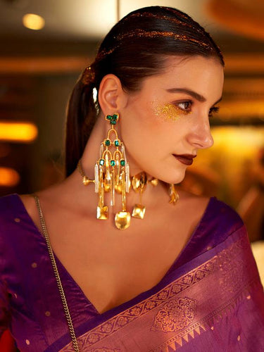 Purple Stunning Bollywood Style Tussar Silk Saree ClothsVilla