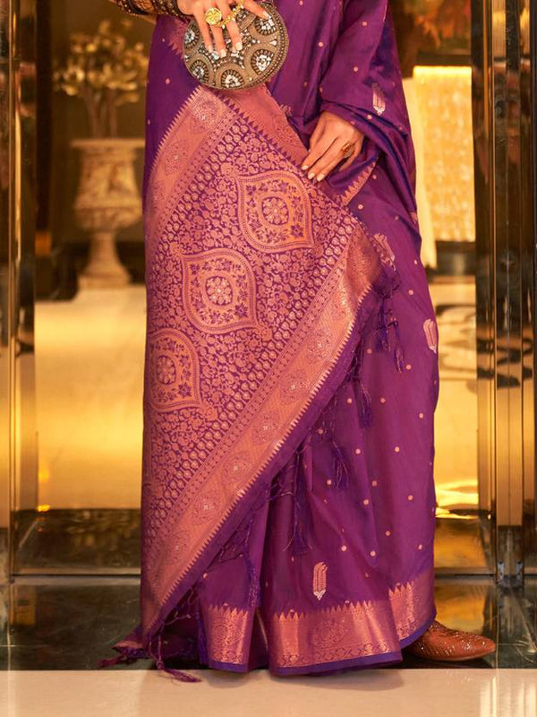 Purple Stunning Bollywood Style Tussar Silk Saree ClothsVilla