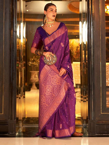 Purple Stunning Bollywood Style Tussar Silk Saree ClothsVilla