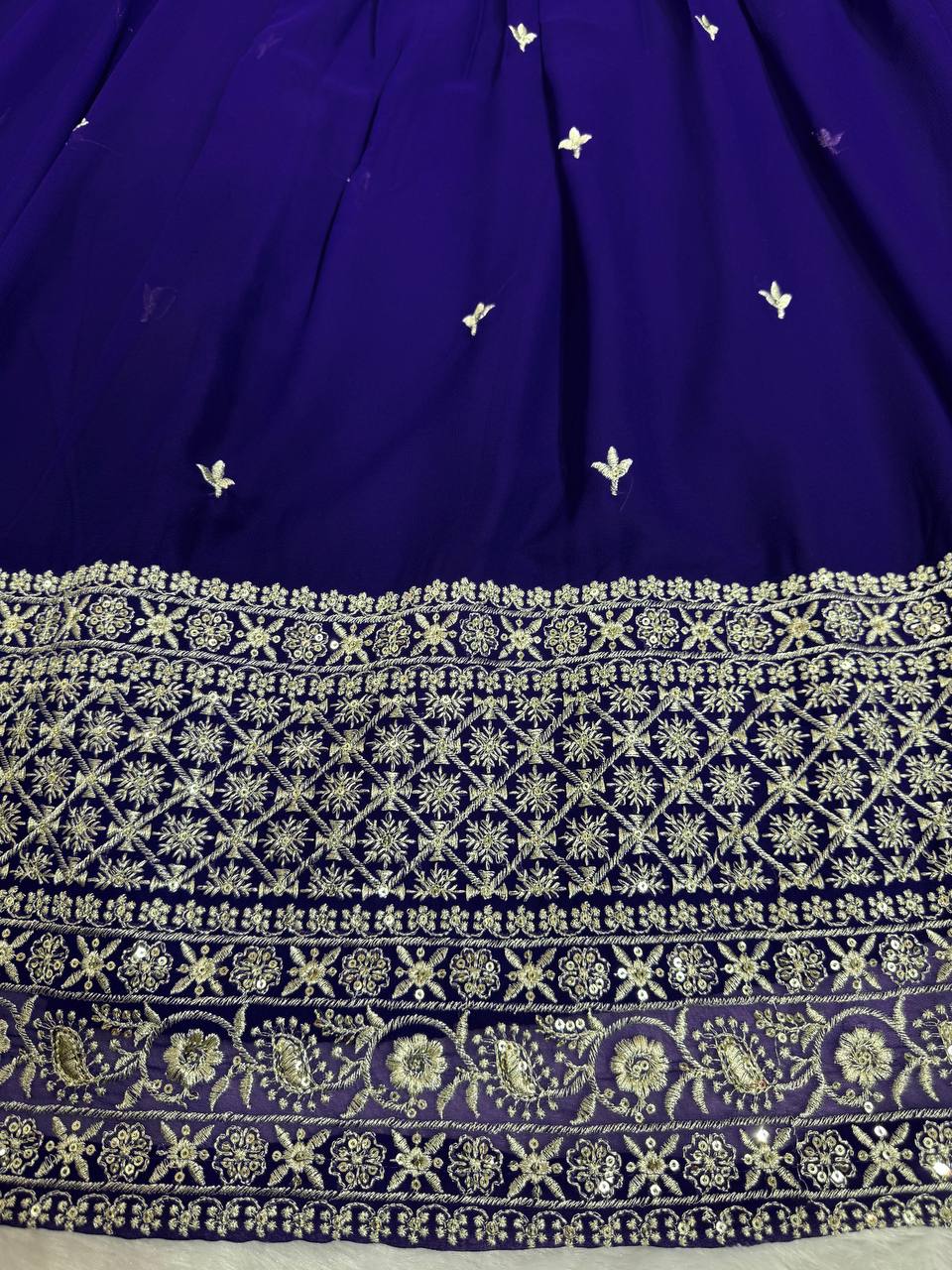 Purple Stunning Faux Georgette Sequin Embroidered Lehenga Choli Set with Lace Border Dupatta ClothsVilla