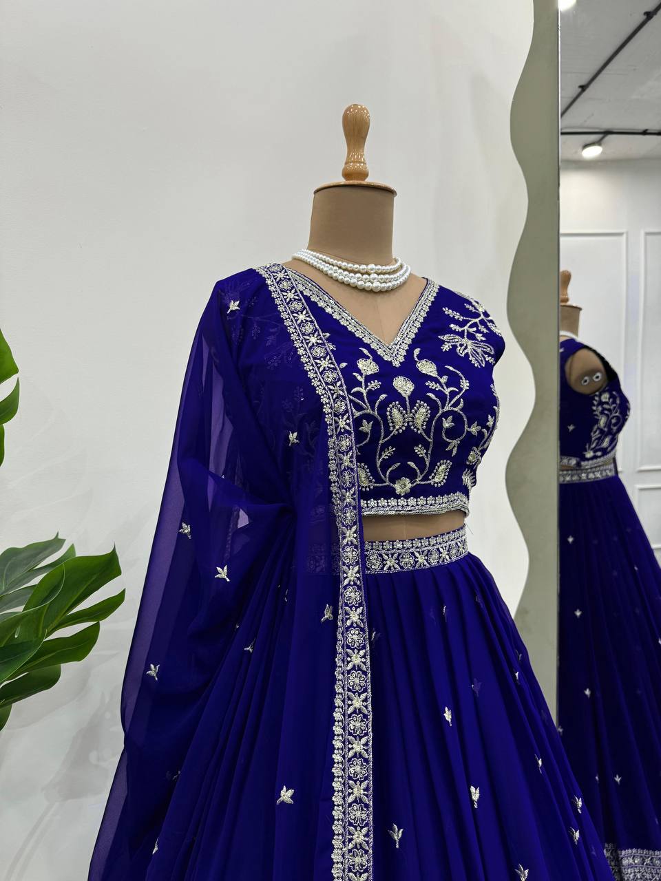 Purple Stunning Faux Georgette Sequin Embroidered Lehenga Choli Set with Lace Border Dupatta ClothsVilla