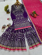 Load image into Gallery viewer, Purple Stylish Fox Georgette Sharara Set with Sequin, Thread &amp; Dori Work Fancy Lace Border Clothsvilla