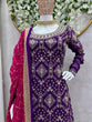 Load image into Gallery viewer, Purple Stylish Fox Georgette Sharara Set with Sequin, Thread &amp; Dori Work Fancy Lace Border Clothsvilla