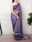 Purple Stylish Satin Crepe Saree ClothsVilla